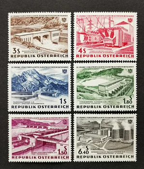 6tk/Set Uusi Austria Post Tempel 1962 Riigistamine Elektrilised Tööstus Graveerimine Postmargid MNH