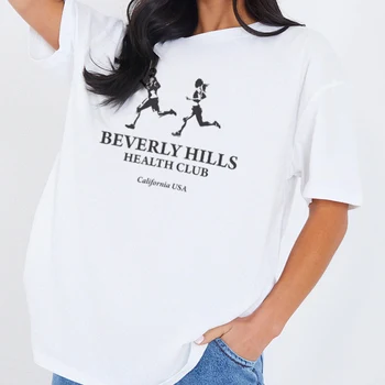 Beverly Hills Daamid Casual Liiga Valge Tshirt Naiste Suvised Lühikesed Varrukad Vintage Streetwear Tee Särk Armas Esteetiline T-Särk