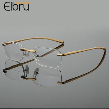 Elbru Uus Bifocals Lugemise Prillid Mehed Naised Frameless Kaugele ja Lähedale Nägemine Presbyopic Prillid Pooleks Kerge Lugemine Prillid