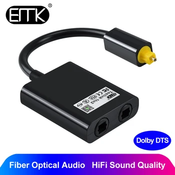 EMK Toslink Splitter, 1 sisse 2 Välja Optiline Audio Splitter Cable Digitaalne Optiline Kaabel SPDIF Optiline Audio Turustaja TV, DVD