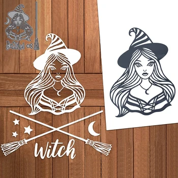 Halloween Witch Star Moon Metalli Lõikamine Sureb Scrapbooking DIY Kaardi fotoalbumi Tegemine Käsitöö Šabloon Uus Sureb Kärpimise 2021