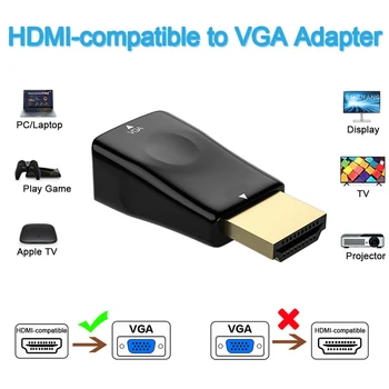 HD 1080P HDMI-Ühilduvate VGA Adapter Praktiline VGA Väljund PC Converter Pistik Arvuti Sülearvuti Osa Varusid 2
