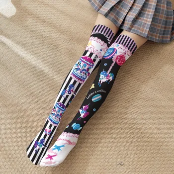 Jaapani Armas Lolita-põlvikud Sokid Velvet Kirss Prindi Reie Kõrge Cartoon Siga AB Versioon Uus Õpilane Isiksuse Mood Prindi