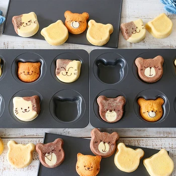 Jaapani Muffin Madeleine Terviseks Kook Hallituse 6 Süvend Roostevabast Terasest Armas Karu Kassi Kuju Red Bean Kuklid Küpsetamine Hallituse Bakeware