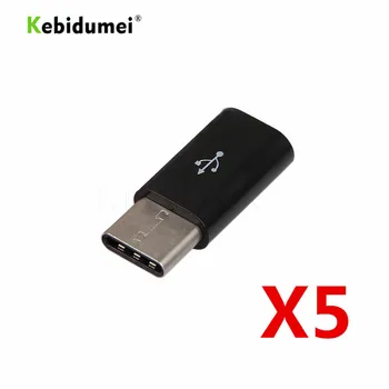 Kebidumei 5tk C-Tüüpi Mees-Micro USB-mini USB-3.1 5 Pin Emane Andmete Edastamise Pea Adapter Laadimiseks Andmete Sünkroonimine Üleandmine