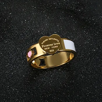 Trendikas Õõnes Värvikas Emailiga Südame Väljavalitu Helise Naised Mehed Gold Plating Lihtne Roostevabast Terasest Sõrme Sõrmused Ehted