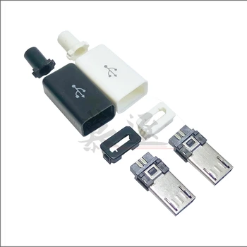 10tk Micro-5PIN Keevitus Tüüpi Mees Ühendage Pistikud Laadija 5P USB Saba laadija Pesa 4 in 1 Valge Must