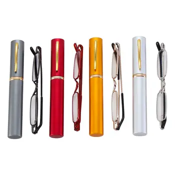 1TK Unisex Kompaktne Mini Slim Pen Lugemise Prillid Metallist Väike Toru Kevadel Hingedega Lugeja Prillid Kaasaskantav Clip Case1.0~4.0 1