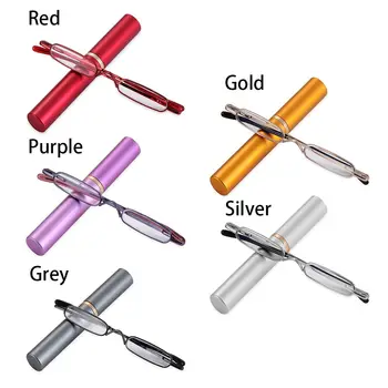 1TK Unisex Kompaktne Mini Slim Pen Lugemise Prillid Metallist Väike Toru Kevadel Hingedega Lugeja Prillid Kaasaskantav Clip Case1.0~4.0 4