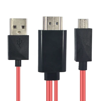 2 IN 1 Micro-USB-11Pin HDMI-ühilduva HDTV Adapter USB to HDMI-ühilduvate Samsungi Galaxy AV-Video Kaabel 1080p HD Sadam 0