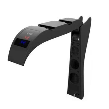2-IN-1 Vertikaalse jahutusventilaator Kahekordne Kontroller Laadija PS5 Vastuvõtva Kõrge Kvaliteediga Must ABS Kõrvaklappide Riidepuu Jaama Laadija Fännid