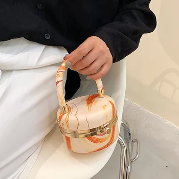 2021 Uus Ring Box Bag Naiste Disainer kvaliteetne PU Nahast Käekott Oranž Sinine Väike Õlg Messenger Bag Õhtul Sidur
