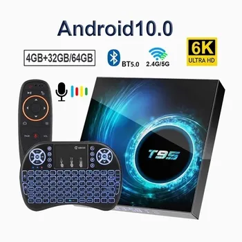 2022 T95 Smart TV Box 6k 2.4 g & 5g Wifi Tugi BT 128g 6k 16g 32gb 64gb 4k Quad Core Android 10 Set-Top Box Media Player Müük