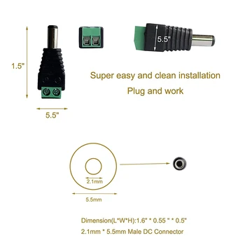 20pcs Kaamerad 2.1 mm x 5,5 mm Naine Mees DC Adapter Plug Female Pistik-Pesa Adapter Connector, Male Plug Socket 4