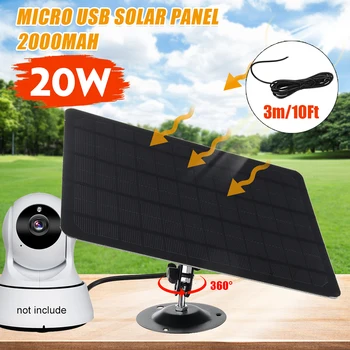 20W 5V Micro-USB-Solar-Panel 2000mAh 360-kraadise Pöörde Veekindel Seinale Paigaldatud Monokristallilised Päikesepaneelid Plaat Väljas Kaamera 1