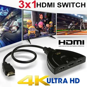 3 in1 läbi HDMI Switchi Hub Splitter TV Vahetaja Adapter 3-Port HDMI Switcher 3x1 Auto Selector HD 4K HDCP DVD-HDTV Xbox PS4