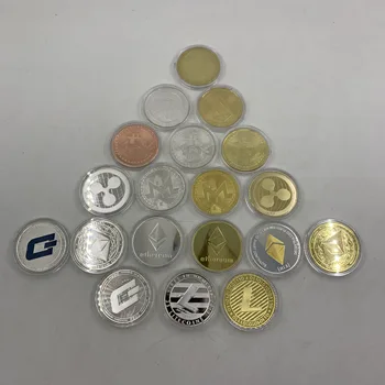 36 silver/gold Pinnatud Münte Bitcoin/Ethereum/Litecoin/Kriips/Ripple/Monero/EOS/Ada Cardan mündi Metalli Füüsikalised mälestusmünte
