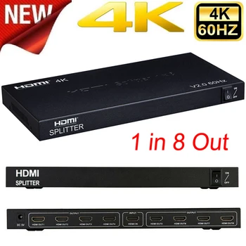 4K 60hz 1x8 HDMI Splitter 1: 2 4 6 8 Väljund 1x2 1x4 HDMI Splitter HDMI 2.0 Video Converter 1080P PS4 PC-DVD-TV-MONITORID 0