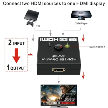 4K HDMI-Ühilduvate Bi-directional 2 Pordid Splitter Video Vahetaja Adapter HDMI Lüliti Splitter For Macbook Air PS4 PS3 1080P 1