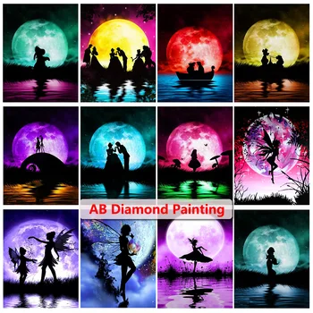 5D AB Diamond Värvimine Disney Fantasy Värviline Liblikas Kuu tegelaskujusid DIY Ring Diamond Mosaiik Kingitus Hobi Home Decor