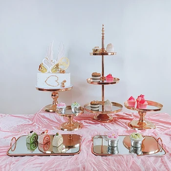 6tk-9pcs/set Kuld Peegel Cupcake Plaat Metallist Pulm kook seisab partei sündmuste kook vahendid kaunistamiseks pulmad tabelis