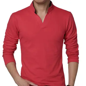 80%KUUMA Meeste T-särk (Solid Color Pikk Varrukas, V-Kaelus Õhuke Pullover Top Kevadel