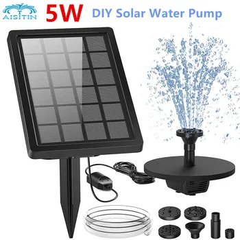 AISITIN DIY Solar Water Pump Lind Vann 5W, Solar Powered Vee Purskkaev koos 4 Düüsid, DIY Solar Powered Lind Vann Purskkaev