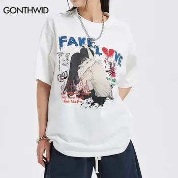 Anime T-Särk Streetwear Hip-Hop Graffiti Jaapani Multikas Graafiline Print Tshirts Harajuku Puuvill Tee Särgid, Lühikesed Varrukad Tops 4