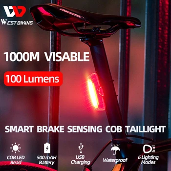Bike Kerge Smart Auto Piduri-Sensing Veekindel USB Laetav 1000 Visable LED Jalgrattaga Jalgratta Lamp Tarvikud Taga Taillight 0