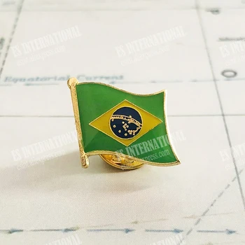 Brasiilia Riigi Lipu Crystal Epoksü Metallist Emailiga Pääsme Sõle Kogumise Suveniiride Kingitused Rinnamikrofon Nööpnõelad Tarvikud Size1.6*1.9 cm