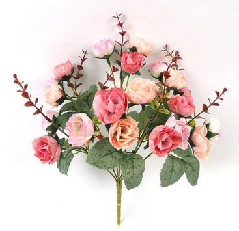 Bud süda roosa Siidist lille kimp tõusis 21 Peaga pere pulma kimp väljas