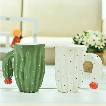 Cactus Kohvi Kruus Roheline ja Valge Keraamilised Kruusid kohvi kruus Piima Tee office Tassi Drinkware Parim sünnipäeva Kingitus