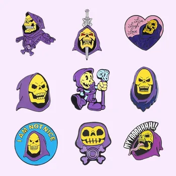 Custom Skeletor Lilla Kapuuts Halloween Emailiga Pin-Master Universumi Märk Sõle Kott Riietama Rinnamikrofon Cartoon Kingitus Sõbrale Hulgimüük