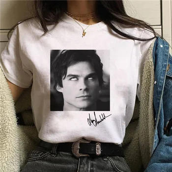 Damon salvatore vampire päevikud Kroonika vampiricas t-särk tshirt Naiste T-särk 90s Lahe Naiste T-särk Streetwear Tops