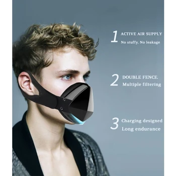 Deluxe Edition Smart Elektri Mask Tolmukindel Formaldehüüdi Tsükli Sport Mask Korduvkasutatavad Väljas Õhu Hingamine Puhastaja Must Valge