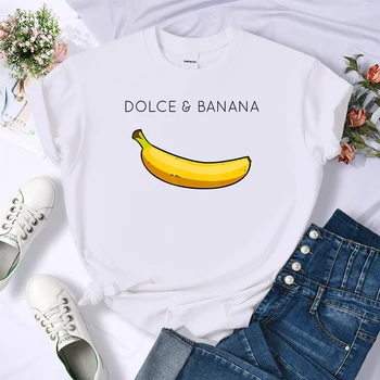 Dolce Banana Anime Trükitud T-Särgid Naiste Loovus Hingav Tshirts Moe O-Kaeluse Särgid Karikatuurid Brändi Naine Tops