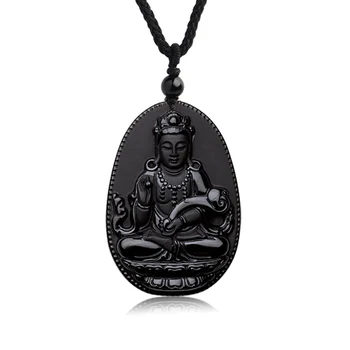 Ehted Ruyi Guanyin Obsidian Kaelakee Ripats Looduslikud Kivid Buddha Kaelakee Mehed Lihtne Elevant Ripats, Kett Paarid