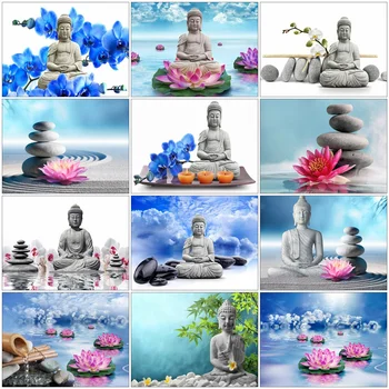 EverShine Täis Komplektid Diamond Maali Buddha Zen Diamond Tikandid Religioon, Ikoon, Mosaiik Art Uute Tulijate Lotus Decor Kodus