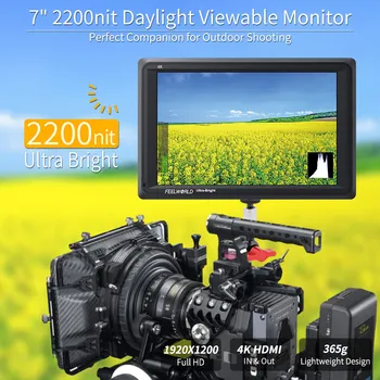 FEELWORLD FW279 7 Tolline Ultra Bright 2200nit Monitor, Full HD 4K 1920x1200 HDMI-Kõrge Heledus NP750 Aku + Laadija 5