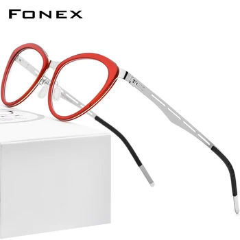 FONEX Atsetaat Klaasid Raami Naiste Lühinägevus Retsepti Cat Eye Prillid 2020. Aasta Uus Optiline Brändi Disainer Kruvideta Prillid F1008