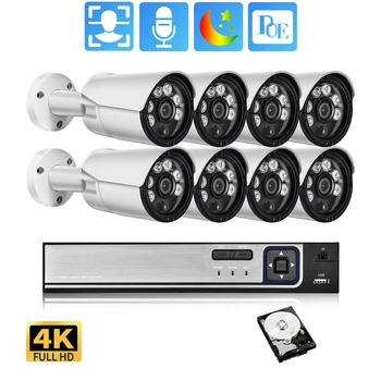 Gadinan 4K Security Camera Süsteemiga Ultra HD 8MP POE NVR Audio Face Detect Värv Öise Nägemise CCTV Video Kit Valve Komplekt