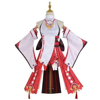 Genshin Mõju Yae Miko Cosplay Kostüüm Inazuma Linna Yae Parukas Ühtne Kleit Varustus Halloween Kostüümid Naistele 3