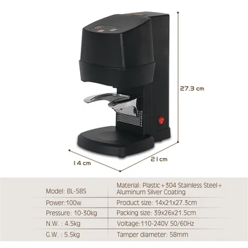 GZZT Automaatne 58mm Kohvi Tamper Masin 220V 110V Pulber Kaalu Reguleerimine Rõhu reguleerimine Masin Must Valge 4