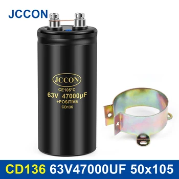 JCCON Polt Elektrolüütiline Kondensaator 63V47000UF 50x105mm CD136 Kruvi Kondensaatorid CE105℃ Algne &Brand New Koos Kanduriga 2000Hours