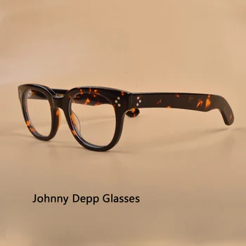 Johnny Depp Prillid Meeste Ja Naiste Arvuti Kaitseprillid Läbipaistev Objektiivi Brändi Disaini Atsetaat Raam Kolm Punkti Vintage Stiilis Prillid