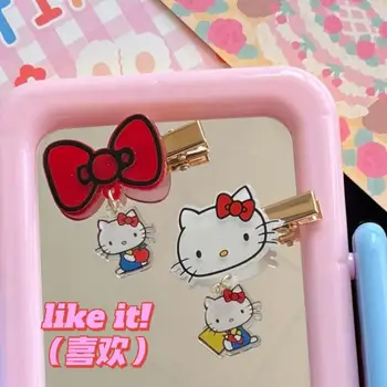 Kawaii Armas Sanrio Hello Kitty Ripats Klambri Külge Pool Klamber Tukk Mitmekülgne Originaalsus Armas Tüdruk Jõulud Kingitus Lastele