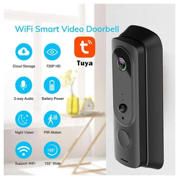 Kuum Tuya 1080P Video, WiFi Uksekell Väljas Smart Wireless Doorbell Öö Security Kaitse Kaamera Süsteemi Uksekell Smart Home