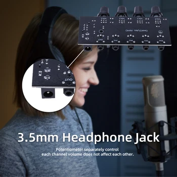 Kõrvaklappide Võimendi Segamine Juhatuse Heli Allikas Reverberator Juhi Kõrvaklappide Võimendi Stereo Mixer Pardal Neli Sisendid Üks Väljund 0
