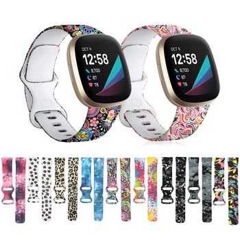 L/S Trükkimine Silikoonist Rihm Jaoks Fitbit Vastupidi 3/Mõttes Smart Watch Band Muster Lilleline Käevõru Randme Rihmad Fitbit Vastupidi 3