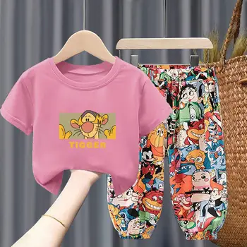Laste Riided Poistele ja Tüdrukutele Suvel Sobib Uus T-särk Cartoon Trükkimine Püksid, Kahe-osaline Komplekt Unisex Vabaaja Puuvill Komplekti